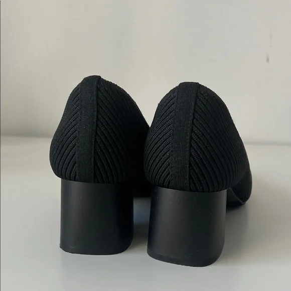 BURUDANI Knit Block Heel square toe pumps black 9 - Picture 5 of 8